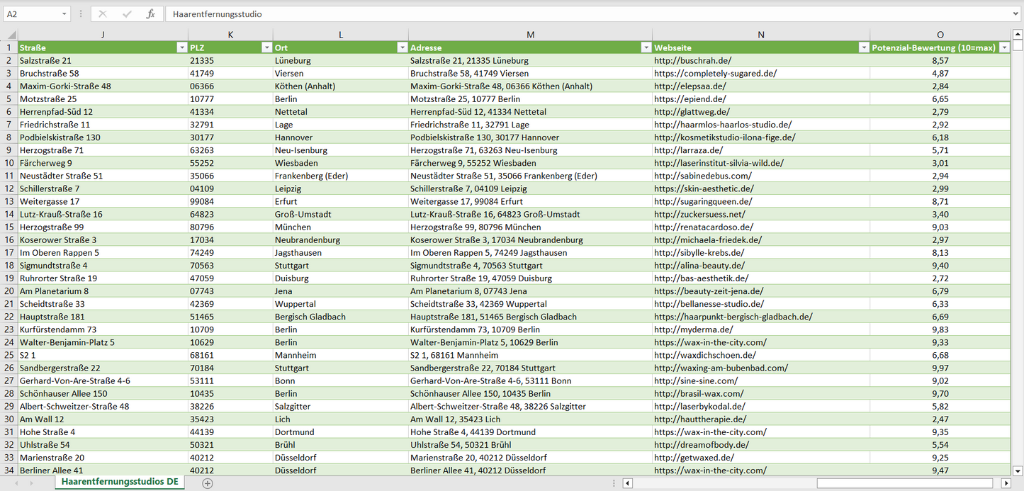 Weitere Vorschau der Liste mit den Haarentfernungsstudio-Adressen