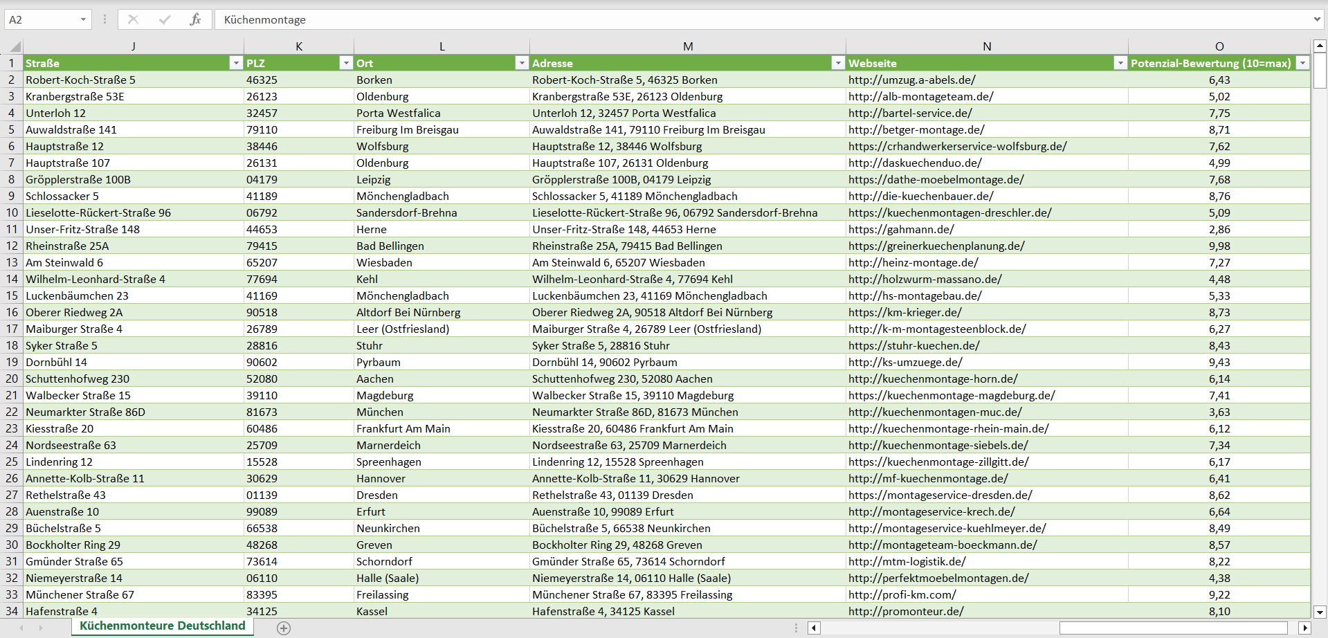 Weitere Vorschau der Liste mit den Küchenmontage Adressen